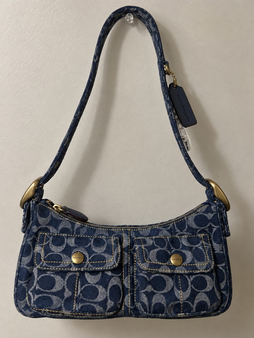 Coach Coachtopia Denim Signature Shoulder Bag in Navy